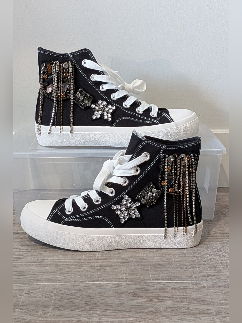 Lauren Lorraine Sheena Rhinestone High Top Sneakers 7 NWT